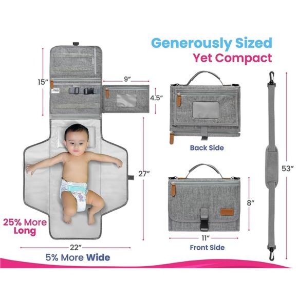 Portable Changing Pad with Shoulder Strap - Detachable Travel Changing Pad - Picture 3 of 6
